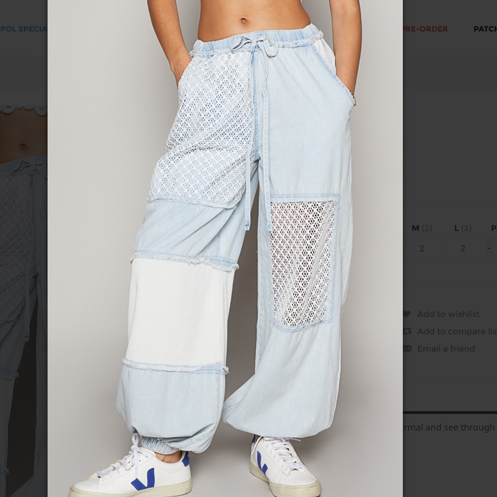 POL Light Blue Patchwork Joggers